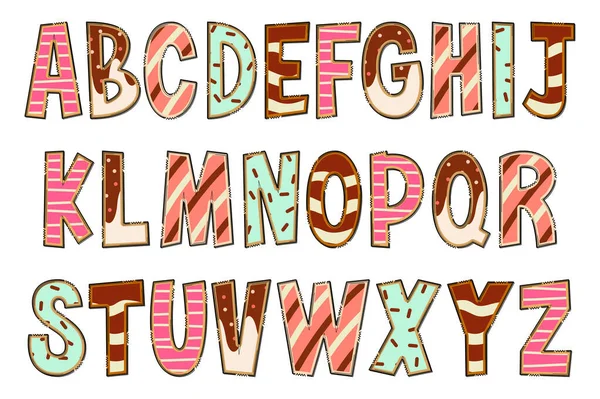 Handgemaakte Sweet Food Letters Kleur Creatieve Kunst Typografisch Ontwerp — Stockvector