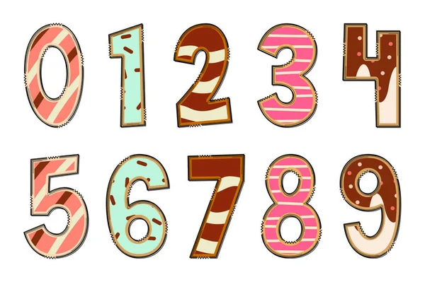 Χειροποίητος Αριθμός Γλυκού Φαγητού Χρωματικός Γραφιστικός Σχεδιασμός Δημιουργικής Τέχνης — Διανυσματικό Αρχείο
