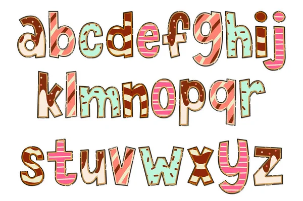 Handgefertigte Sweet Food Letters Farbe Kreative Kunst Typografisches Design — Stockvektor