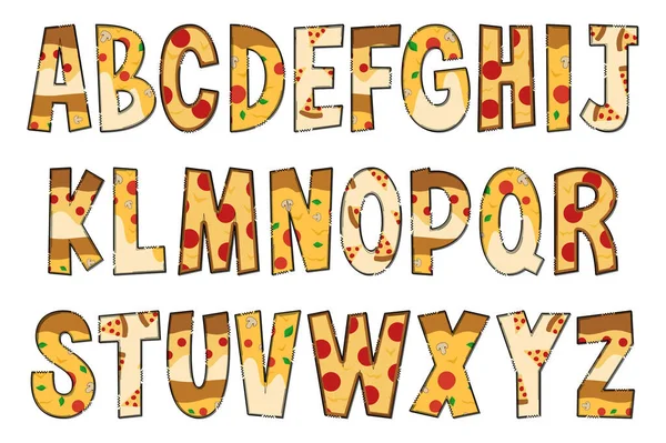 手工制作的比萨信彩色创意艺术字体设计 — 图库矢量图片