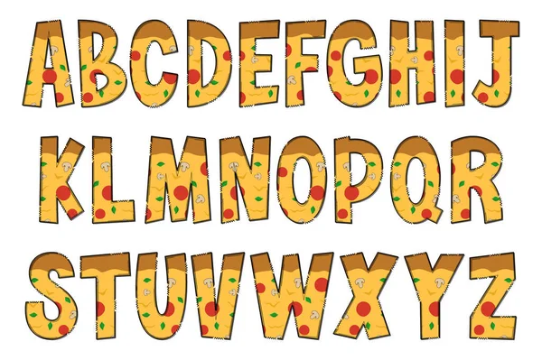 Handgemachte Pizzabriefe Farbe Kreative Kunst Typografisches Design — Stockvektor