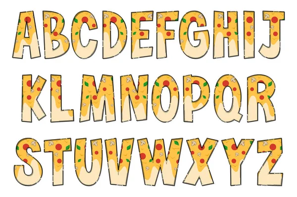 Ručně Vyráběné Pizza Letters Typografický Design Barevného Kreativního Umění — Stockový vektor