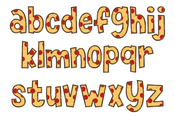 Handgjorda Pizza Letters Färg Kreativ Konst Typografisk Design — Stock vektor