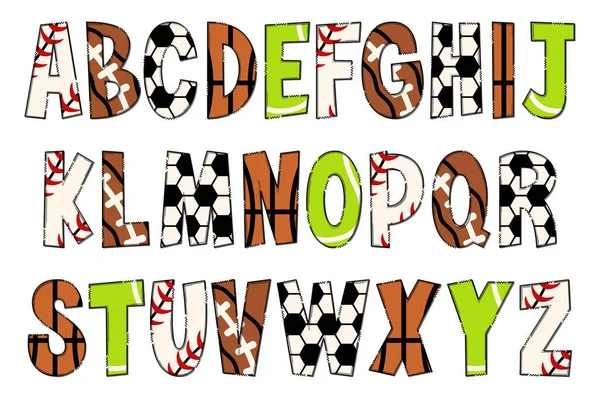 Handgefertigte Sportbälle Buchstaben Farbe Kreative Kunst Typografisches Design — Stockvektor