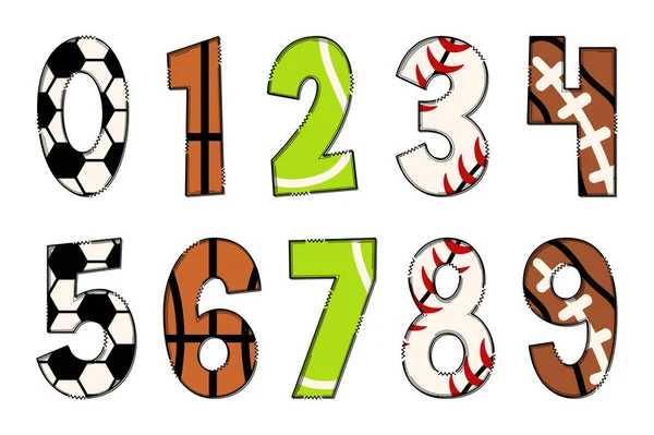 Номер Спортивного Мяча Ручной Работы Color Creative Art Типографический Дизайн — стоковый вектор