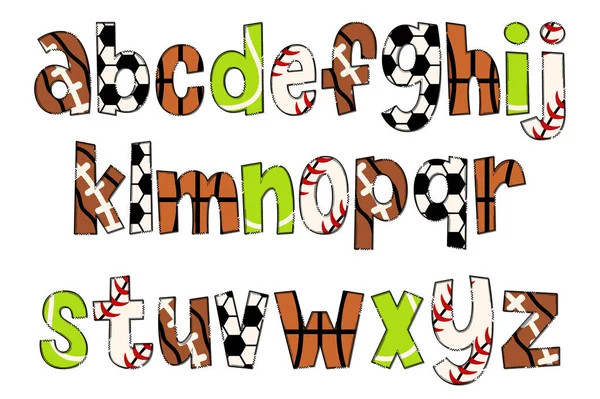 Lettres Balles Sport Artisanales Couleur Créatif Art Typographique Design — Image vectorielle
