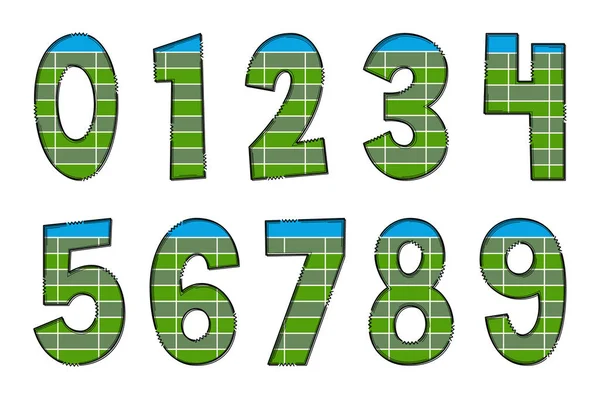 Handgefertigte Sportfelder Nummer Farbe Kreative Kunst Typografisches Design — Stockvektor