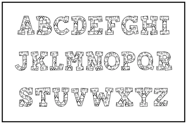 Collection Polyvalente Lettres Alphabet Patte Chien Pour Diverses Utilisations — Image vectorielle