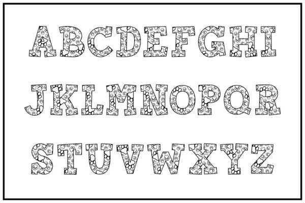 Colección Versátil Letras Del Alfabeto Pata Perro Para Varios Usos — Archivo Imágenes Vectoriales