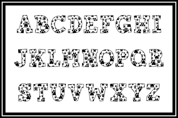 不同用途的狗爪字母表通用选集 — 图库矢量图片