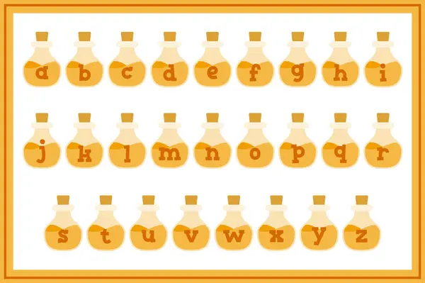 Colección Versátil Letras Del Alfabeto Poción Naranja Para Varios Usos — Vector de stock
