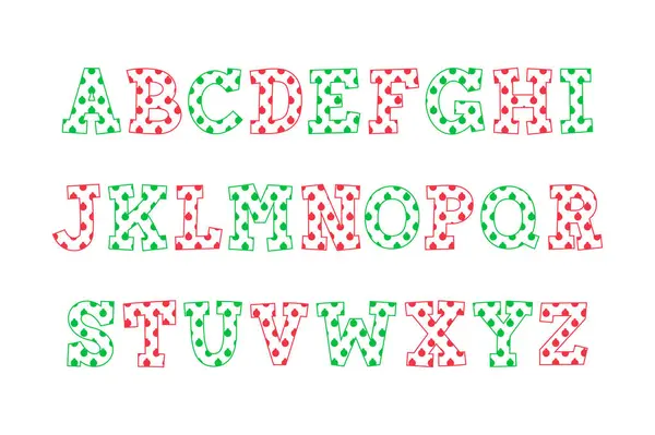 さまざまな用途のためのクリスマスボールアルファベットの多彩なコレクション — ストックベクタ
