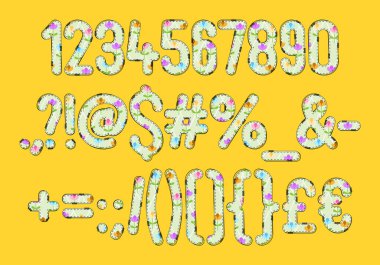 Çeşitli Kullanımlar için Çok Yönlü Çiçek Numarası ve Noktalama Koleksiyonu