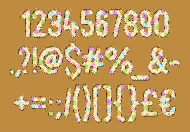 Çeşitli Kullanımlar için Sevimli Yumurta Numaraları ve Noktalama Koleksiyonu