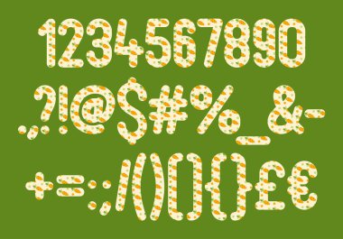 Çeşitli Kullanımlar İçin Havuç Paskalya Numaraları ve Noktalama Koleksiyonu