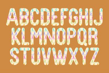 Çeşitli Kullanımlar İçin Çok Yönlü Sevimli Tavşan Alfabesi Harfleri Koleksiyonu