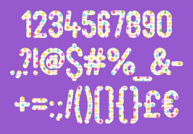 Çeşitli Kullanımlar için Renkli Yumurta Numaraları ve Noktalama Koleksiyonu