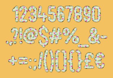 Çeşitli Kullanımlar İçin Çok Yönlü Romantik Çiçek Numarası ve Noktalama Koleksiyonu