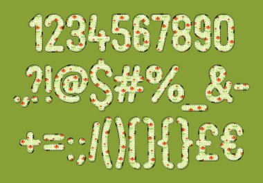 Bahar Çiçeklerinin Çok Yönlü Koleksiyonu Çeşitli Kullanımlar için Sayılar ve Noktalama