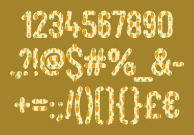 Çeşitli Kullanımlar İçin Çok Yönlü Havuç Sayıları ve Noktalama Koleksiyonu