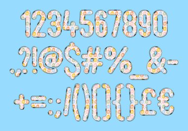 Çeşitli Kullanımlar için Yumurta Bahçesi Numaraları ve Noktalama Koleksiyonu