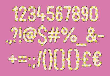 Sunny Chick Numaralar ve Çeşitli Kullanımlar için Noktalama Koleksiyonu