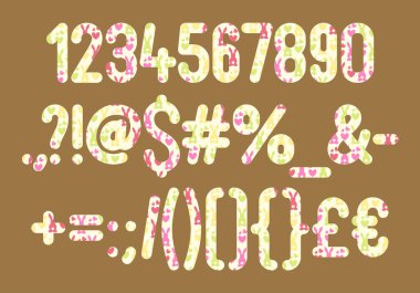 Çeşitli Kullanımlar İçin Değişken Sayılar ve Noktalama Koleksiyonu