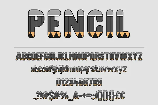 Potlood Font Set Creatieve Typografie — Stockvector