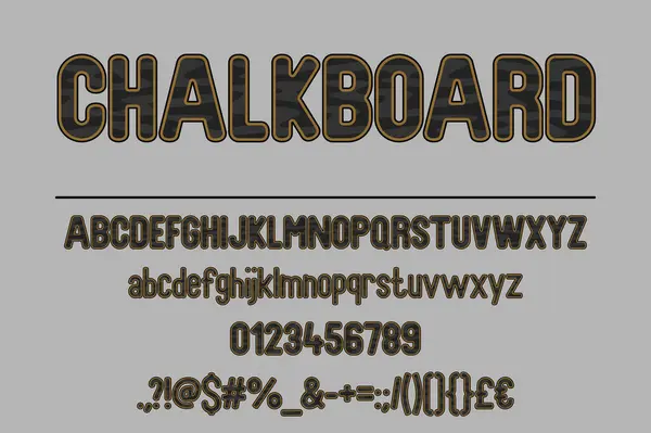 Black Chalkboard Font Set Tipografía Vintage Para Diseños Educativos — Archivo Imágenes Vectoriales