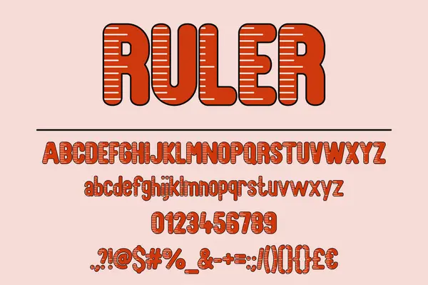 Red Ruler Color Font Set — Stock Vector