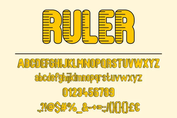 Yellow Ruler Color Font Set — Stock Vector
