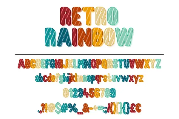 Retro Rainbow Color Font Set — Stock Vector