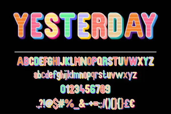 Colorful Yesterday Vintage Font Set — Stock Vector