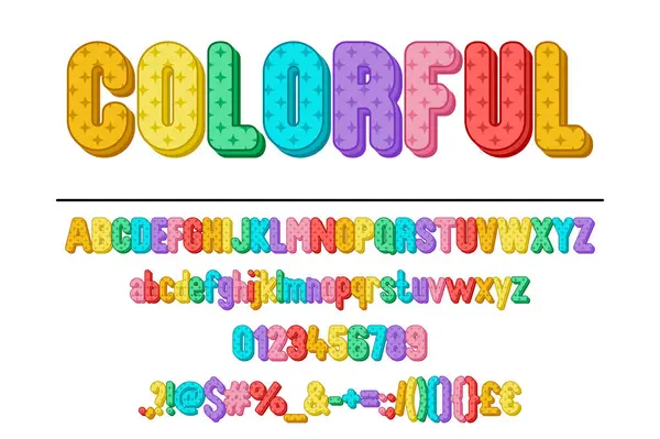 Colorful Retro Typeface Design Vibrant Vintage Font Set Creative Artworks — Stock Vector