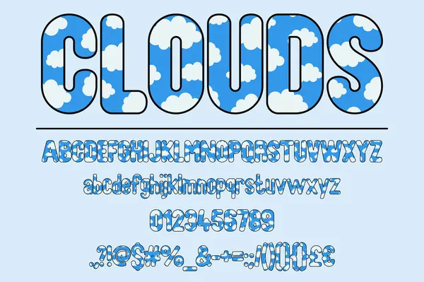 Dreamy Cloud Color Font Set — Stock Vector