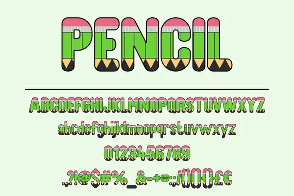 Ołówek Dekoracyjny Color Font Set — Wektor stockowy