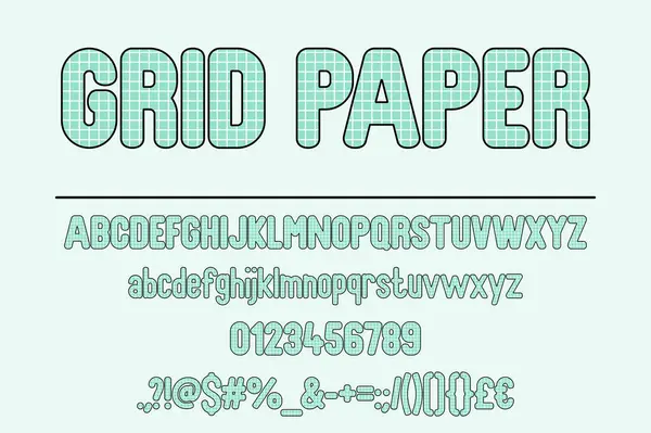 Artistic Grid Paper Color Font Set — Stock Vector