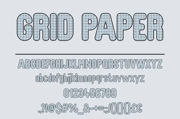 Artistic Grid Paper Color Font Set Creative Typography Design — Stock Vector