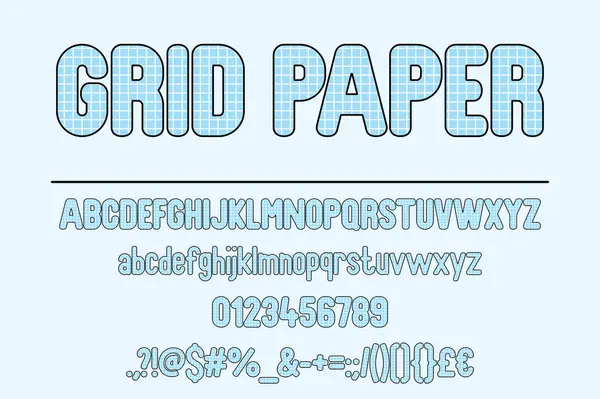 Decorative Grid Paper Color Font Set — Stock Vector