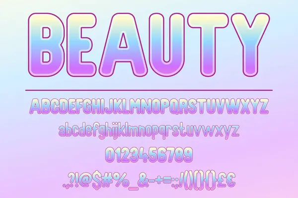 Levendige Beauty Gradient Color Font Set — Stockvector