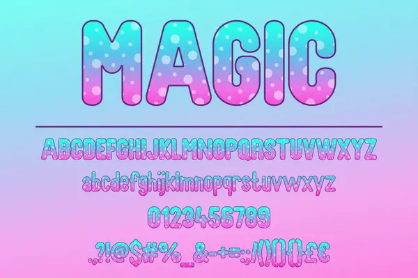 Tipografia Magica Set Caratteri Colore Decorativo Disegni Magici Mistici — Vettoriale Stock