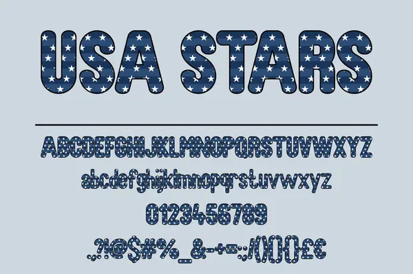 Stany Zjednoczone Stars Color Font Set — Wektor stockowy