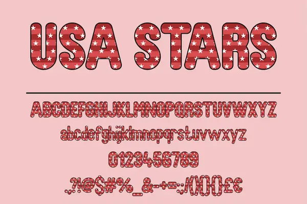 Usa Stars Renk Yazı Tipi Seti Vatansever Tipografi Tasarımı — Stok Vektör
