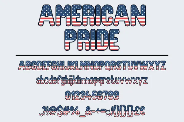 Американський Набір Шрифтів Гордості Четвертого Липня — стоковий вектор