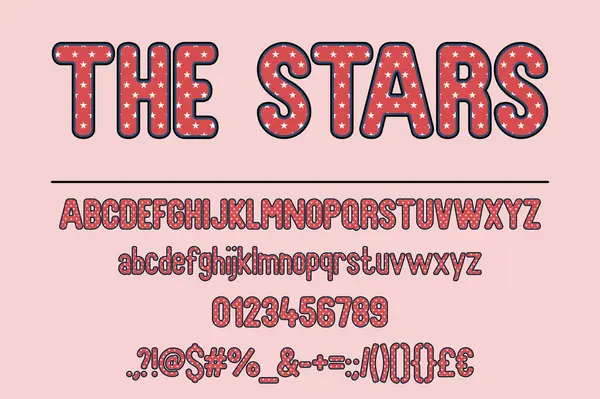 Stars Renk Yazı Tipi Seti Yaratıcı Yazı Tipi Ayarları — Stok Vektör