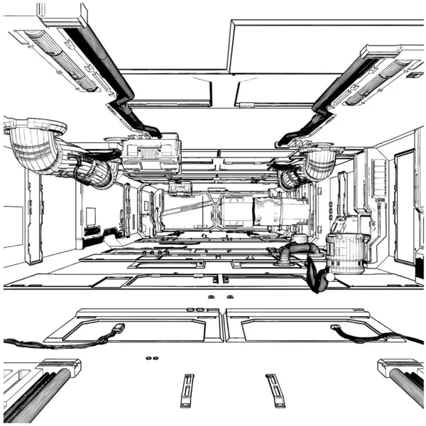 Hangar Satélite Vector Interior Vector Ilustración Hangar Satélite Interior — Archivo Imágenes Vectoriales