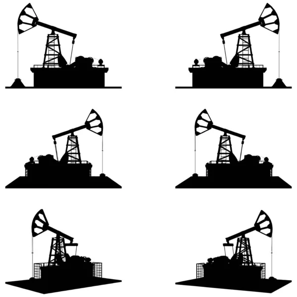 石油デリック掘削ポンプベクトル 化石燃料の出力と地面からの原油生産のためのポンプ 石油掘削リグとポンプ — ストックベクタ