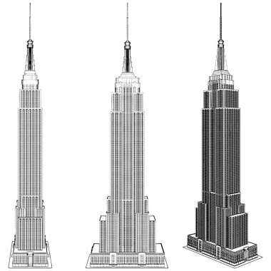 Empire State Binası Vektörü. New York Şehri İkona İllüstrasyonu Beyaz Arkaplanda İzole Edildi. Bir Gökdelen Kulesi NY Sembolünün vektör çizimi. 