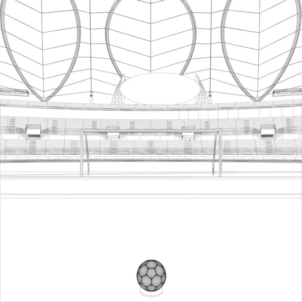 Football Soccer Stadium Vector Vue Position Joueur Prenant Pénalité Illustration — Image vectorielle