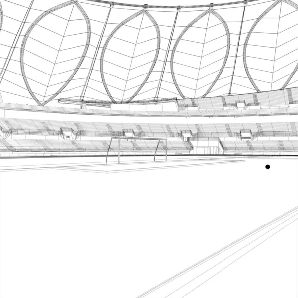 足球场的病媒 从罚球区的边缘看到球员接受罚球的位置 足球体育场的一个孤立的矢量图解 — 图库矢量图片